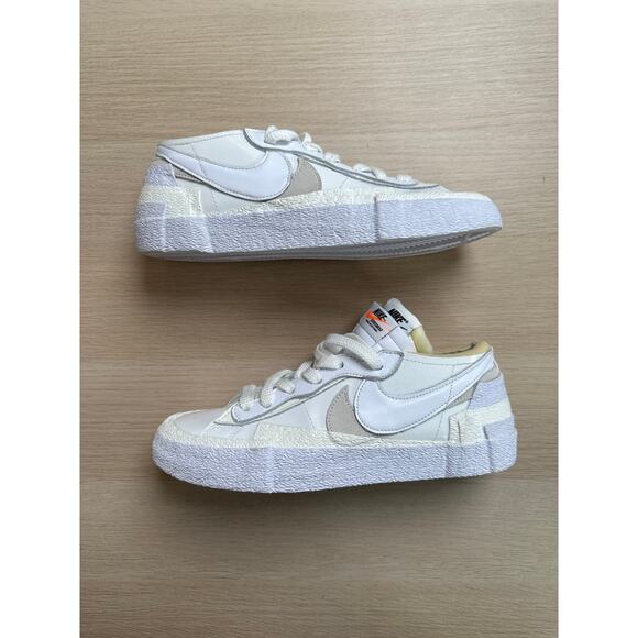 Nike x Sacai Blazer Low White Patent Size 7.5M - LIKE NEW - Picture 1 of 6